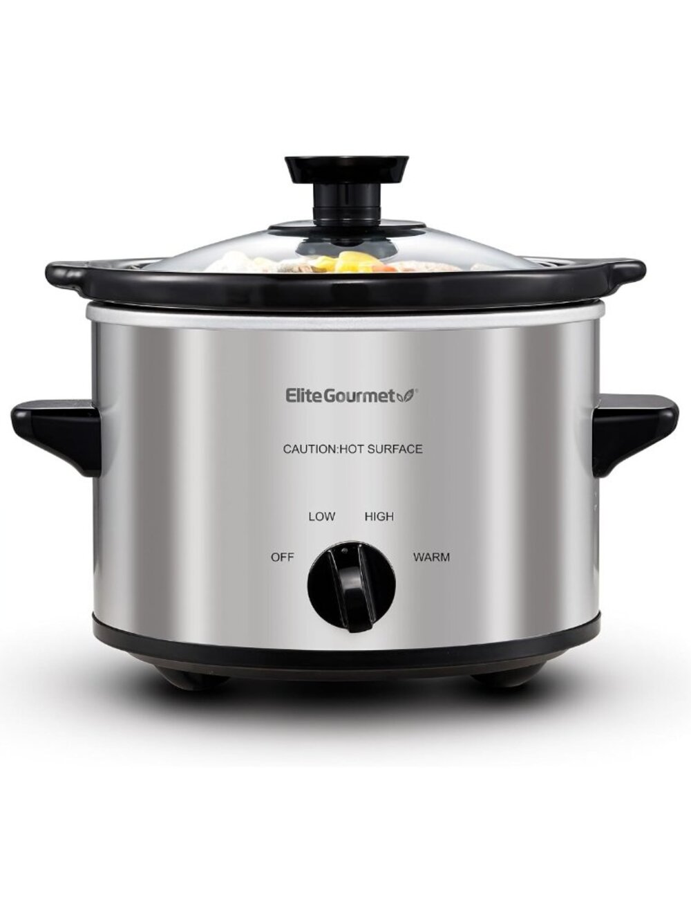 Electric Ceramic Slow Cooker 1.5 Qt - Compact Stainless Steel Kitchen Essential